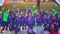 Barcelona celebrates La Liga title with victory parade