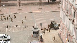 Ukraine military forces were seen near St. Michael's Golden-Domed Monastery in Kyiv